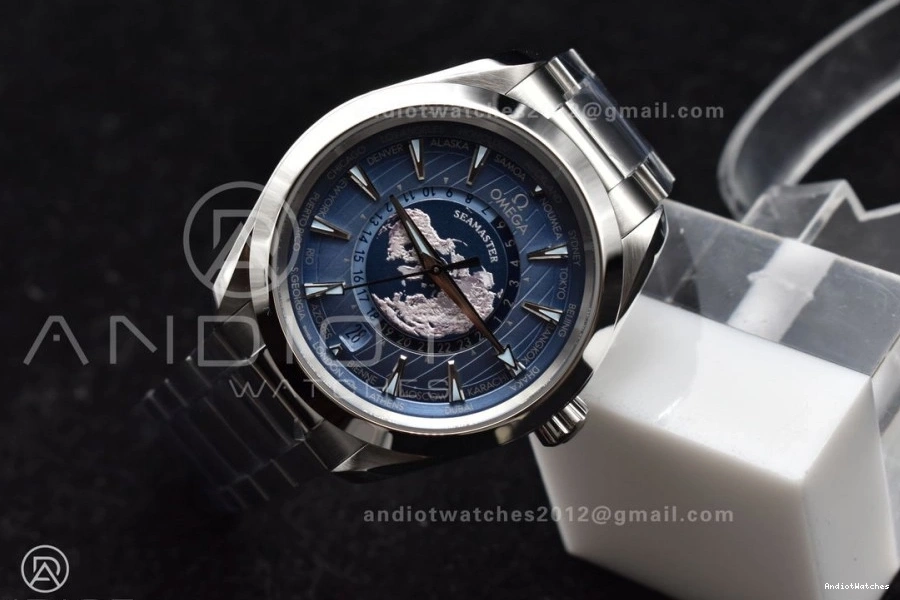 1:1 Stainless On 518 Edition Bracelet Terra Worldtimer GMT VSF Clone UrbanStyle Super Summer Dial A8938 43mm Best Blue Aqua 0217